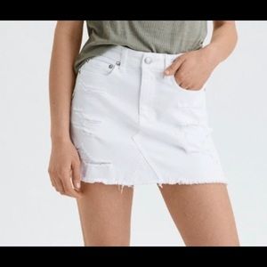 American Eagle Distressed White Denim Skirt